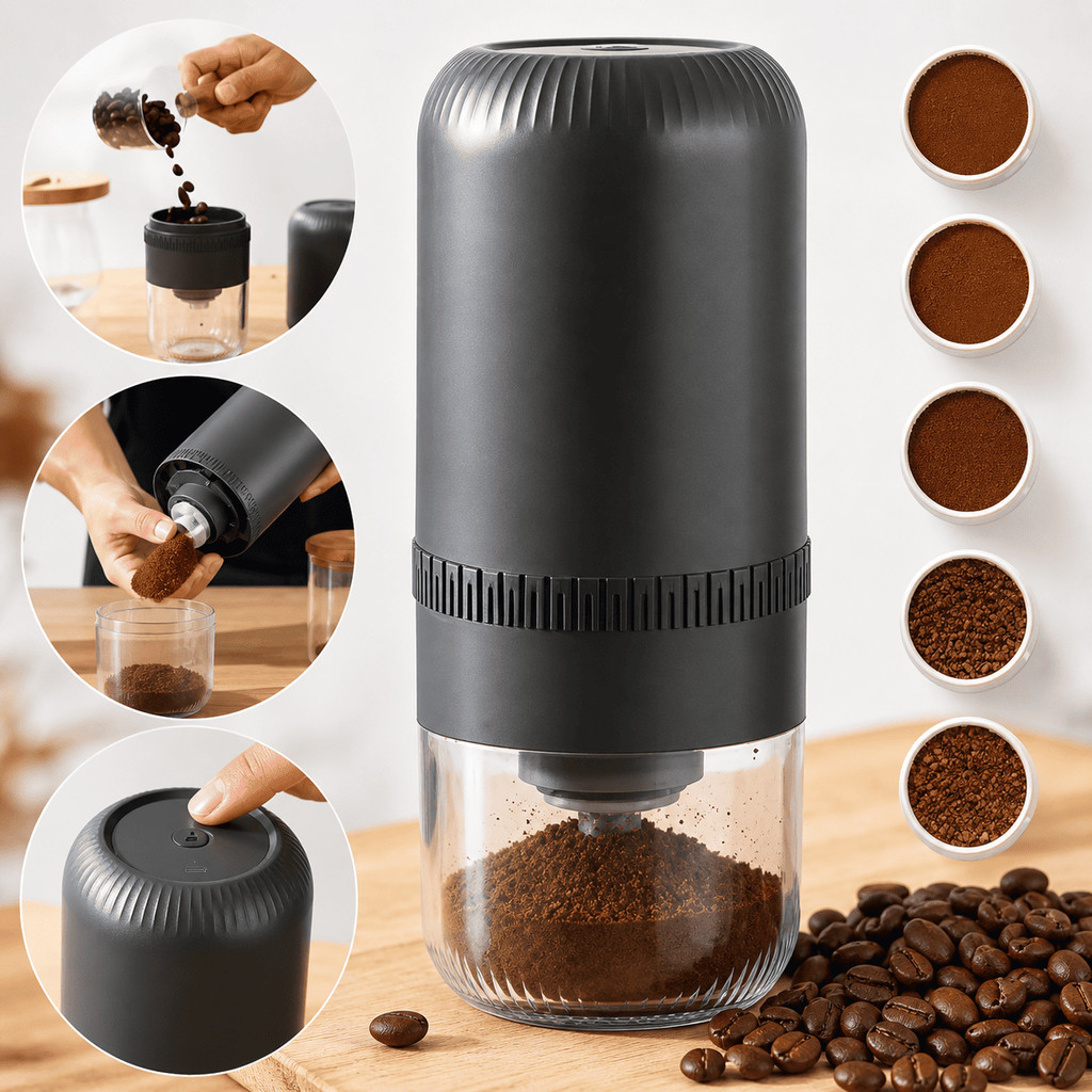 Máquina De Moer Café Elétrica Portátil Moedor De Grãos Doméstico Inox ...