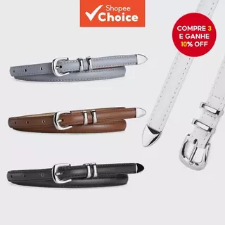 Cinto Fino Feminino – Fivela Prateada Versátil Simples Cintura Para Todas As Roupas ​ em Oferta na Shopee