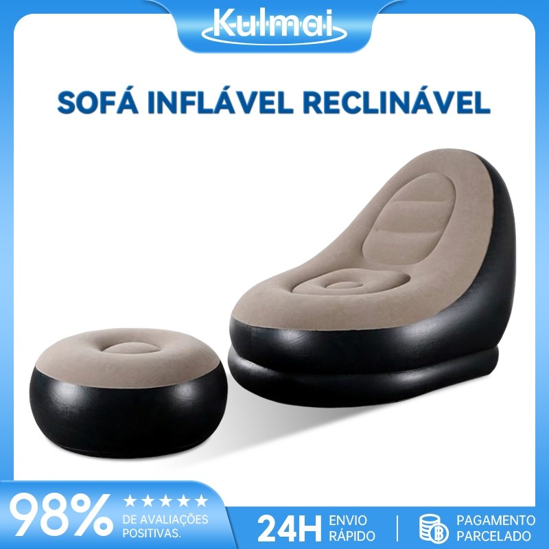 Sofá inflável reclinável, ideal para dormir, dobrável, portátil para ...