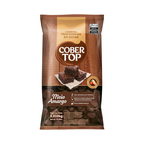 Cobertura Fracionada Chocolate Meio Amargo Gotas 2,01kg Cobe