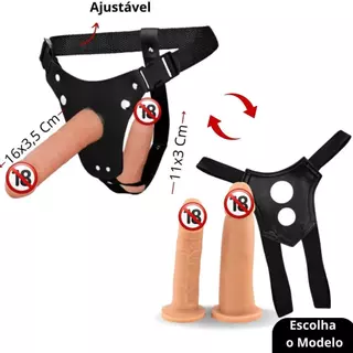 Cinta Peniana Com Pênis Realista Dupla Penetração Ajustável 2 Consolos Grandes StrapOn Cintaralho em Oferta na Shopee