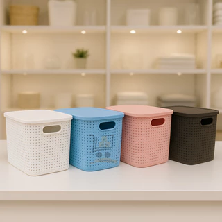 Caixa Organizadora Com Tampa 29x19x14cm Multiuso Rattan Brinquedos Livros Medicamentos Roupas Maquiagem em Oferta na Shopee