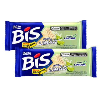 Kit 2 Chocolate Bis Lacta Branco Sabor Limão Super Crocante 100,8g