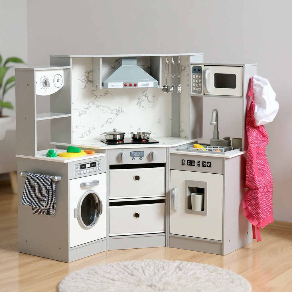 Kit Mini Cozinha Infantil Grande Completa Madeira MDF para Criança de 2 ...