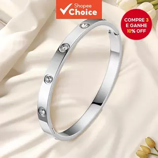 Rodada Zircão Cúbico Geométrico Feminino Ouro Aço Inoxidável Aberto Anti-Alérgico Pulseira Moda Jóias Presente em Oferta na Shopee
