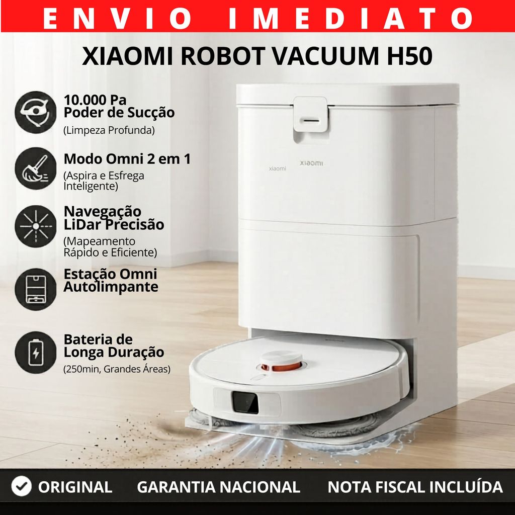 Aspirador Robô 50 H XM 10000Pa Com LDS Sensor Varre Aspira Passa Pano