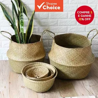 Cesta De Vime Seagrass Wickerwork Portátil Lavanderia Suja Armazenamento Jardim Decoração De Casa em Oferta na Shopee