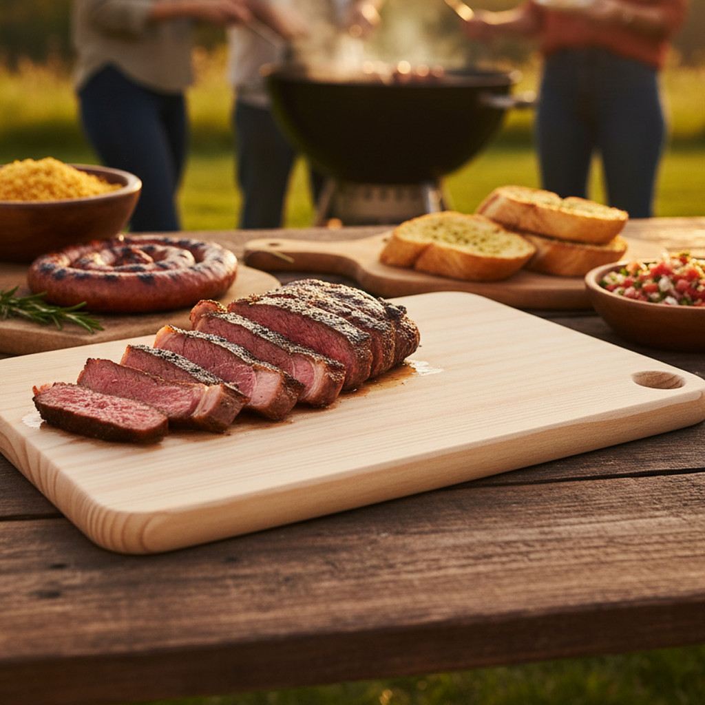 Tabua de Carne Churrasco Premium em Madeira Grossa para Corte e Servir ...