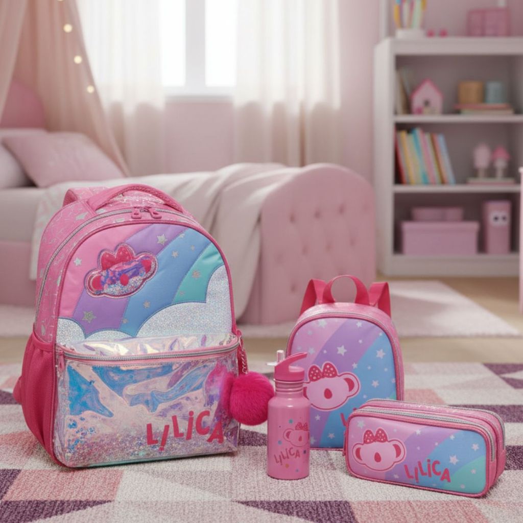 Mochila Lilica Ripilica Super Star com Lancheira, Estojo Duplo e ...