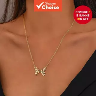 Colar De Borboleta De Aço Inoxidável Dourado , Joias Elegantes Da Moda Para Mulheres , Presente Qualquer Ocasião em Oferta na Shopee