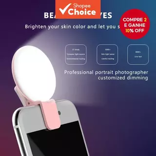 Luz De Preenchimento LED Flash Recarregável Selfie Anel em Oferta na Shopee