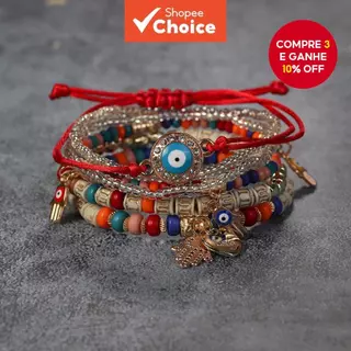 6pcs / set Bohemian Classy Bracelet Creative Love Pendant Multi-Layer Ajustável Jóias Artesanais em Oferta na Shopee