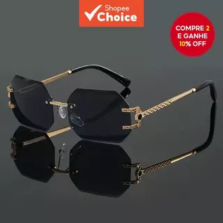 Óculos De Sol Geométricos Sem Moldura Para Mulheres Proteção UV400 Moda Estilo Rua Moderna em Oferta na Shopee