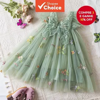 Vestido De Primeiro Aniversário Para Bebês Meninas , Tule Borboleta 3D , Roupa De Princesa Com Bordado Floral em Oferta na Shopee