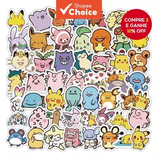 100/50 Pcs Adesivos Pokémon Kawaii-Decalques De Vinil À Prova D'água Para Capacete , Bicicleta E Estojo De Lápis (Mini D em Oferta na Shopee