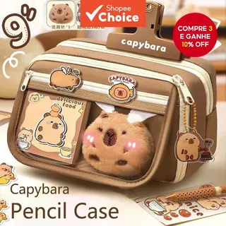Estojo de Lápis Transparente Capivara Kuromi Grande Capacidade com Zíper Impermeável Caixa de Armazenamento de Material em Oferta na Shopee