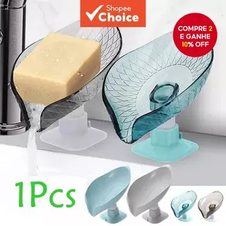 Saboneteira Com Ventosa-Design De Folha , Furos De Drenagem , Suporte Antiderrapante Para Chuveiro/Pia , Banheiro Portát em Oferta na Shopee