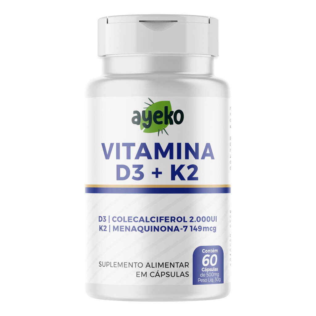Vitamina D3 + K2, D3 2000ui | K2 Mk7 149mcg 60cps - Ayeko | Shopee Brasil