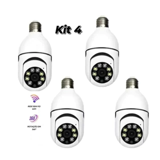 Kit 4 Câmera De Segurança À Prova D'água Aplicação De Lâmpada Sem Fio Full HD Night Vision