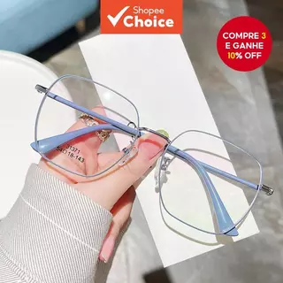 Moda Quadrada Transparente Metal Anti Radiação Óculos Quadro Clássico Oversized Computador em Oferta na Shopee