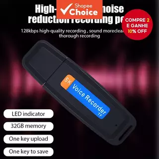 Caneta Portátil Para Gravação De Redução De Ruído , Luz Indicadora Led Suporta Cartão De Memória De 32 Gb em Oferta na Shopee