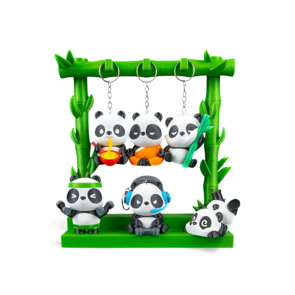 Chaveiros Panda Coleção Completa | Panda Comendo, Zen, Soneca, Fit, Gamer e Atrapalhado | Decoração Criativa em 3D