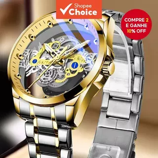 Relógio Masculino Oco Transparente Quartzo Luminoso À Prova D'água Com Estilo Automático Para Homens em Oferta na Shopee