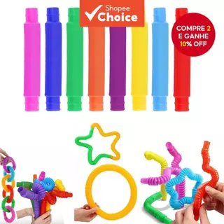 8Pcs Tubo Pop Tube Colorful Fidget Arco-Íris Colorido Telescópico Alívio De Tensão Plástico Descompressão Presente em Oferta na Shopee