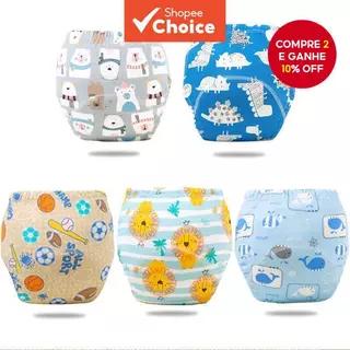 Conjunto de calças para bebês 5pcs/3pcs, em algodão puro, impermeável, lavável, com bolsos para fraldas, unissex. em Oferta na Shopee