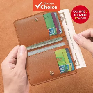 Carteira Pequena De Couro Cor Sólida PU Para Mulheres Simples Com Botões Hasp Bolsa Ultra Fina Cartões De Crédito em Oferta na Shopee