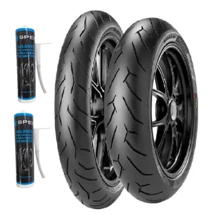 KIT Par Pneu XJ6 CB500F DUKE II ER-6N YZF600R BANDIT 120/70r-17 + 160/60r-17 Diablo Rosso II Pirelli + 2 SELANTES 300ML