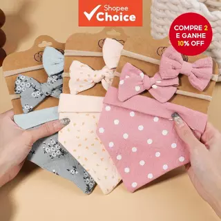 Conjunto De Babadores Para Bebês , 3 Peças Com Faixa De Cabeça De Pano Arrotar E Acessórios Cabelo , Presente De Algodão em Oferta na Shopee