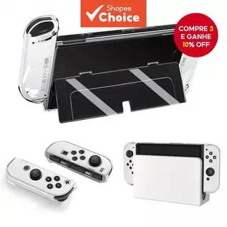 Capa Protetora Transparente Para PC Encaixável Nintendo Switch/Oled Joy Con Controller em Oferta na Shopee