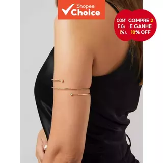 Pulseira Minimalista Com Punho De Braço Em Espiral , Camada Dupla Banhada A Ouro , Design Que Pode Ser Aberto Para Mulhe em Oferta na Shopee