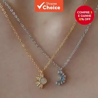 Colar Vintage De Sol E Lua Para Casais , Presente De Joia Minimalista De Luxo Dourado em Oferta na Shopee