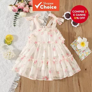 Novo Vestido De Verão Para Meninas Com Flores – Estilo Estilingue Doce Roupas De Bebês , Casamentos E Festas (0-3 Anos) em Oferta na Shopee