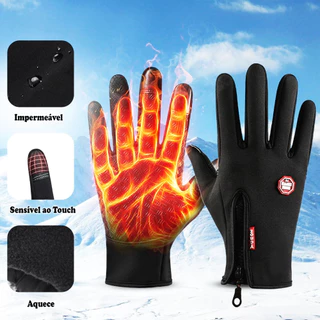 Luva Térmica Unissex Impermeável para Moto e Bike com Touch Antiderrapante