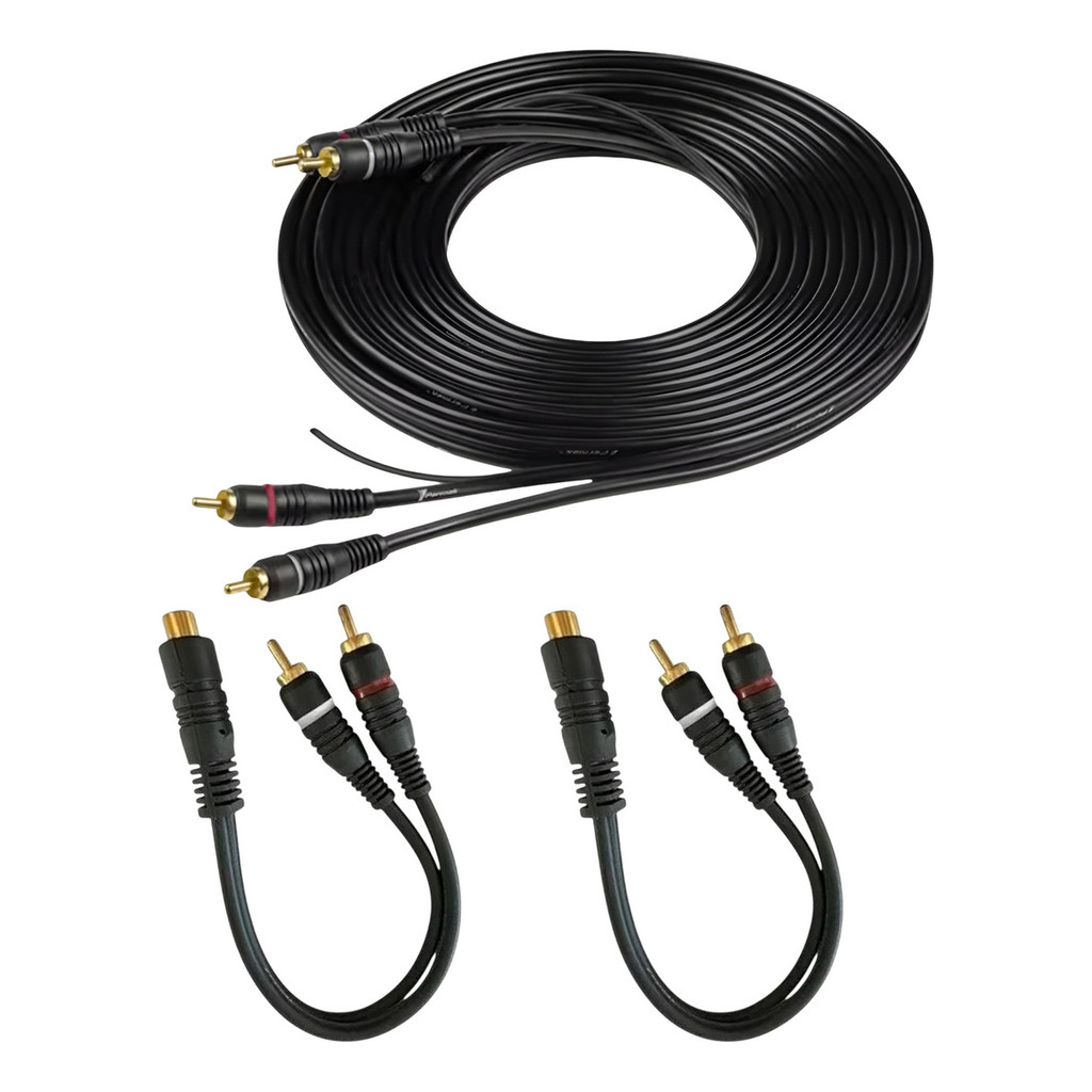 KIT 1 CABO RCA 5MM 2 CABO Y RCA PRETO 1F 2M PERMAK OURO PARA SOM ...