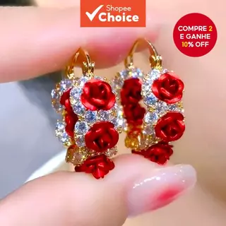 Clipes De Orelha De Rosa Romântica Cristal Strass Elegante Joias Delicadas De Luxo em Oferta na Shopee