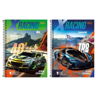 Caderno Espiral Universitário Tilibra Capa Dura X-Racing 20 Matérias 320 Folhas - Embalagem com 2 Unidades em Oferta na Shopee