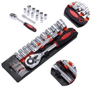Conjunto Chave Catraca 1/4 Pol. | Kit Soquetes Hexagonais 12 Peças para Reparo e Manutenção