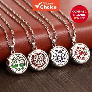 Novo Colar Difusor De Aromaterapia Aroma Jóias Coração Árvore Da Vida Perfume Óleo Essencial Pingente em Oferta na Shopee