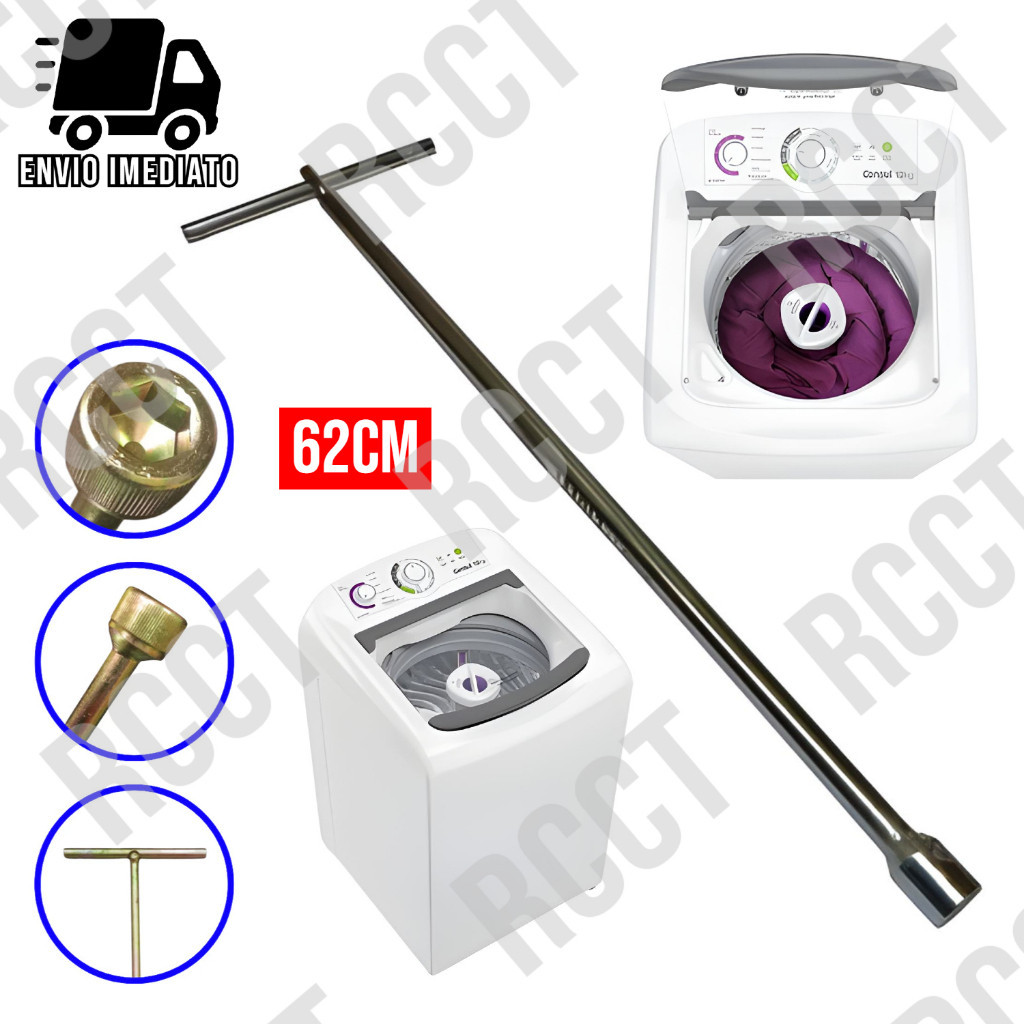 Chave T 10mm Maquina de Lavar Longa 62cm Agitador Brastemp Electrolux