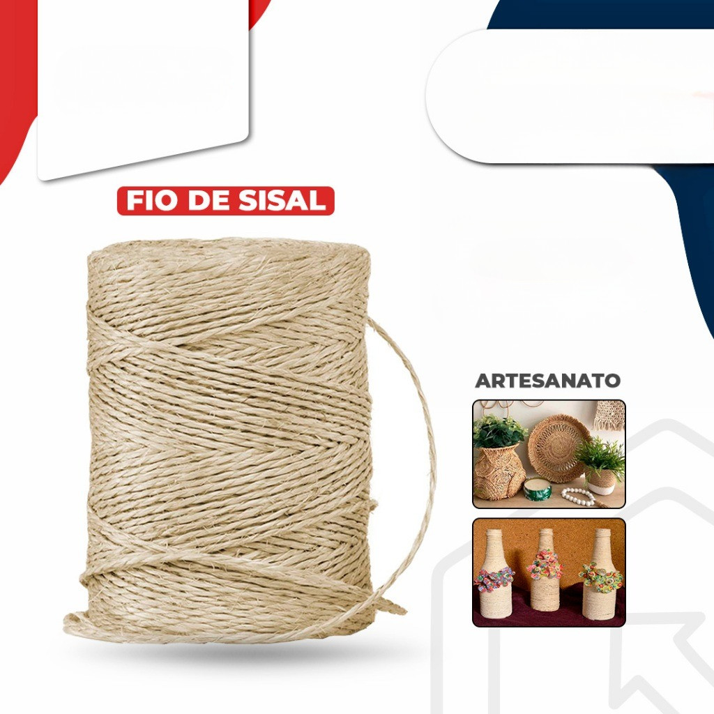 Fio de Sisal Barbante 2mm 50 metros para Arte | Artesanato ...
