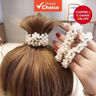 Laços De Cabelo Elegantes De Pérolas Artificiais , Elásticos Com Miçangas Para Mulheres E Meninas em Oferta na Shopee