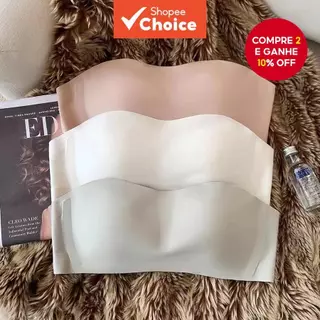 Sutiã Push-Up Sexy Sem Alças – Levantamento Costura , Antiderrapante E Invisível (S-XL) , Branco \ Pele Roupa Íntima Pre em Oferta na Shopee