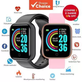 Novo Smartwatch Relógio Inteligente Y68 D20 Com Monitor De Fitness Masculino Feminino Pressão Arterial em Oferta na Shopee
