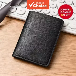 Carteira masculina de padrão de lichia, curta e vertical, estilo japonês, ultrafina, moda simples, porta-cartões de em Oferta na Shopee