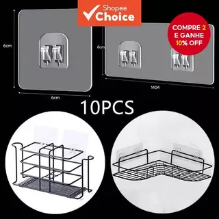10 Peças Ganchos De Suspensão Transparentes Autoadesivos Fortes Para Utensílios De Cozinha E Banheiro em Oferta na Shopee