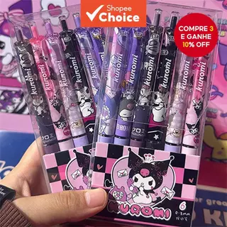 6pcs Hello Kitty Cartoon Student Easy-to-Write Quick-Drying Press Pen ins Gel Caneta Preta 0,5 Perguntas de Pincel em Oferta na Shopee